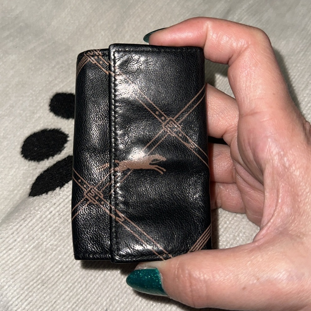 Longchamp Black and Brown Leather 4 key holder